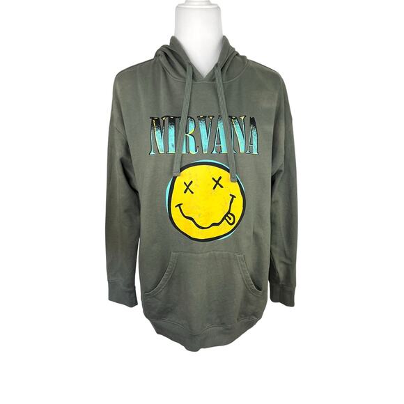 Nirvana Smiley Face Hoodie Sweatshirt - Picture 1 of 9